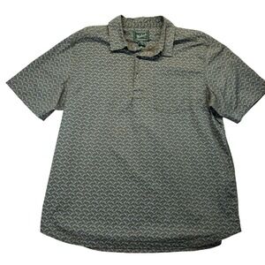 Woolrich Mens XL Polo Shirt Olive Blue Canoe Paddle Organic Cotton Outdoor